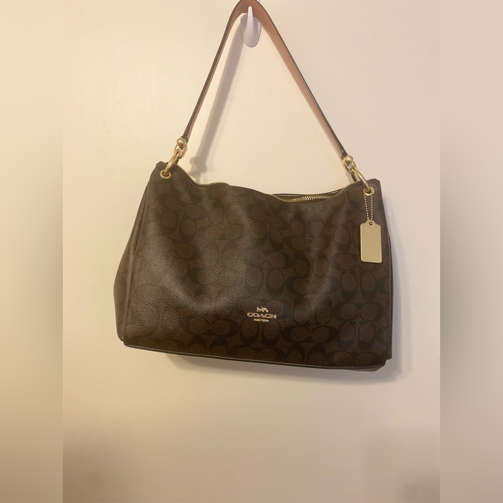 Coach, gold and brown black purse